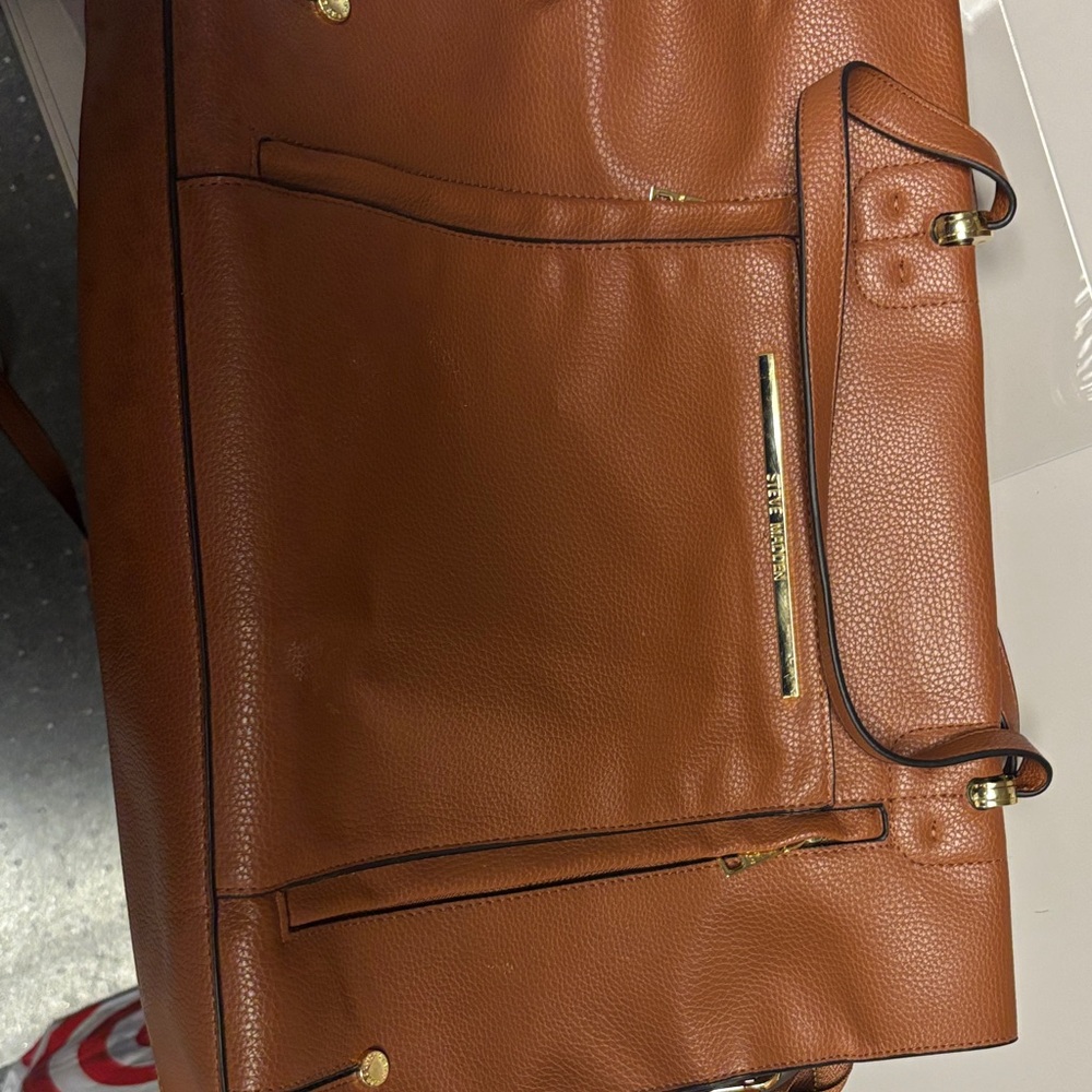Steve Madden Tan Laptop Bag with Gold Accents